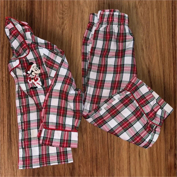 Disney Store Minnie Mouse Plaid Pajama Set Holiday Boys Christmas Size 3 - Picture 1 of 7